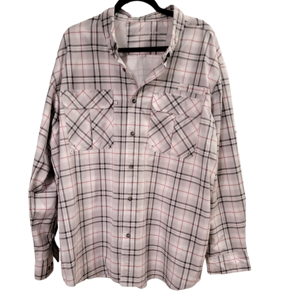 Mens Large Lincoln Outfitters Shirt Gray Red White. In Very Good Pre-Owned Cond - Picture 1 of 5